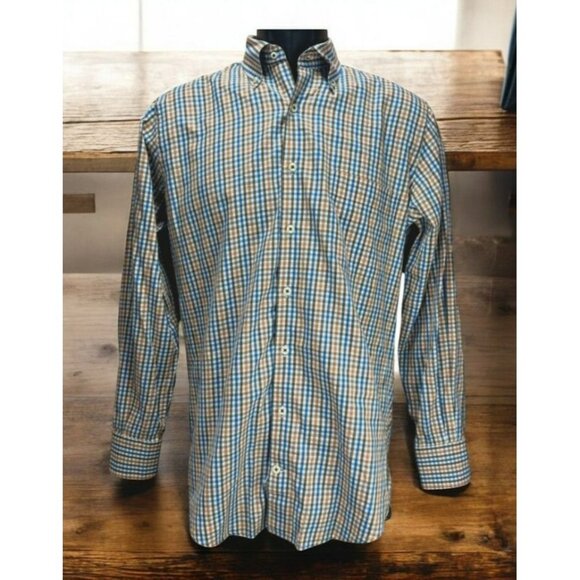 Peter Millar Mens Button-Down Check Dress Shirt Small - Picture 1 of 5